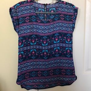 Blue and pink patterned shirt